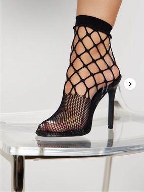 Fashion Nova Black Fishnet Stiletto Sock Heels